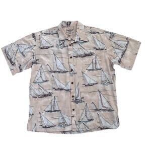 Cooke Street honolulu Mens Hawaiian Shirt XL Sailboats Vaca Beachy